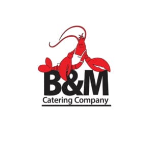 Red cartoon lobster in apron atop B&M Catering Company logo, evoking community enrichment and safe learning spaces. EnrichEd.