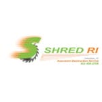 Shred RI logo with stylized S and saw blade, promoting safe document destruction and community support, EnrichEd