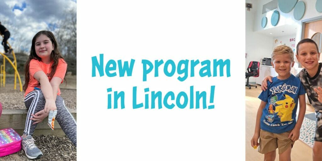 Two kids at a playground and three children with a smiling staff indoors, EnrichEd after-school offering safe, enriching play